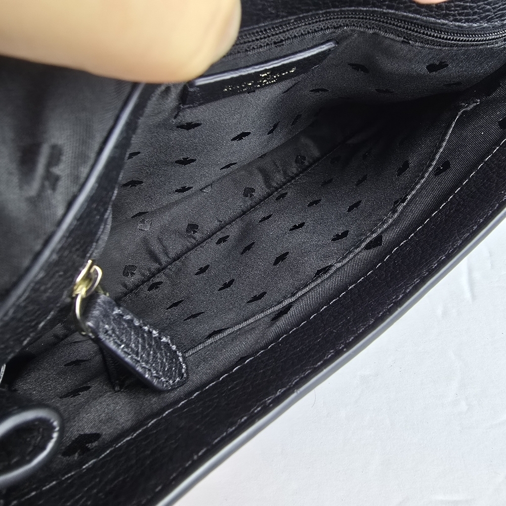 Kate Spade Leila Black Pebbled Leather Flap Shoulder Bag Extra Crossbody Strap - Picture 5 of 16